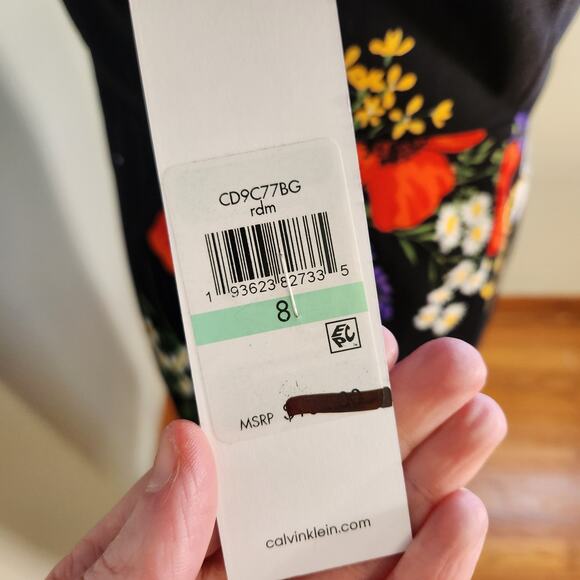 CALVIN KLEIN Floral Off the Shoulder Dress, Size 8 - Picture 12 of 15